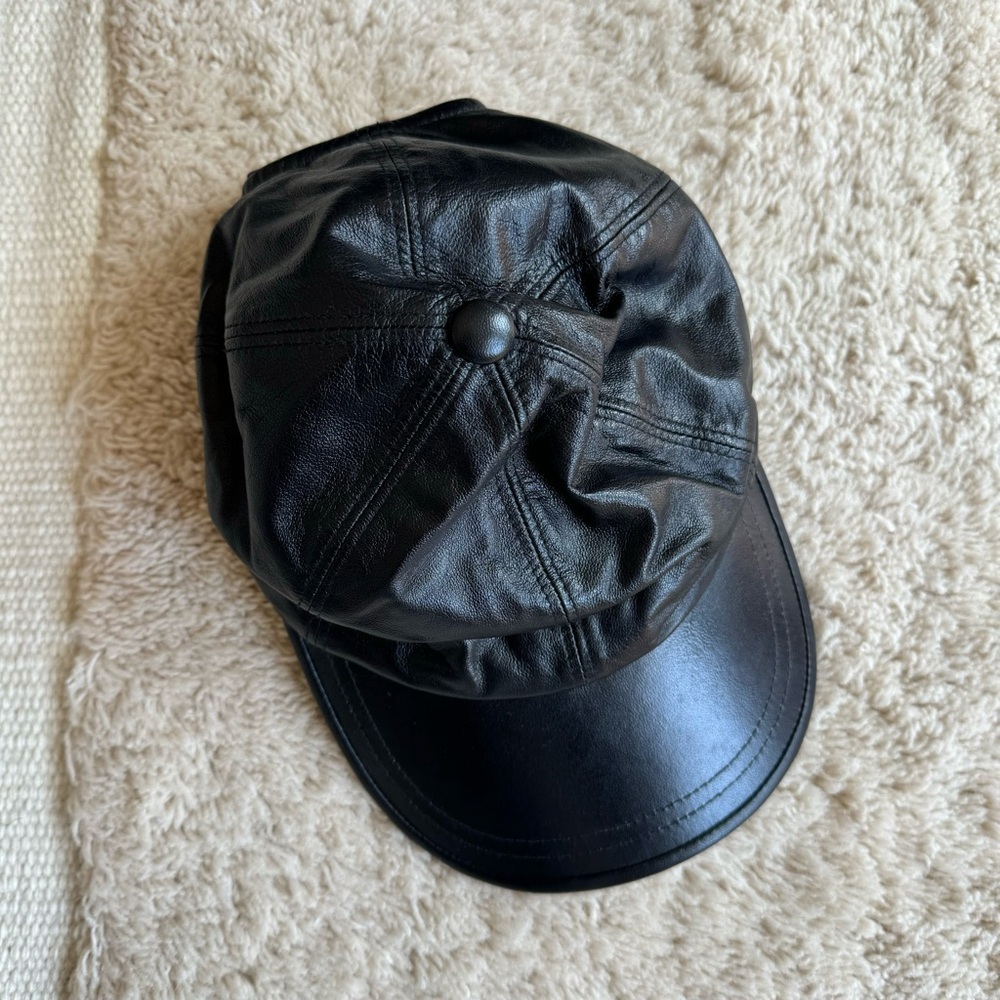 Hat attack leather baseball cap